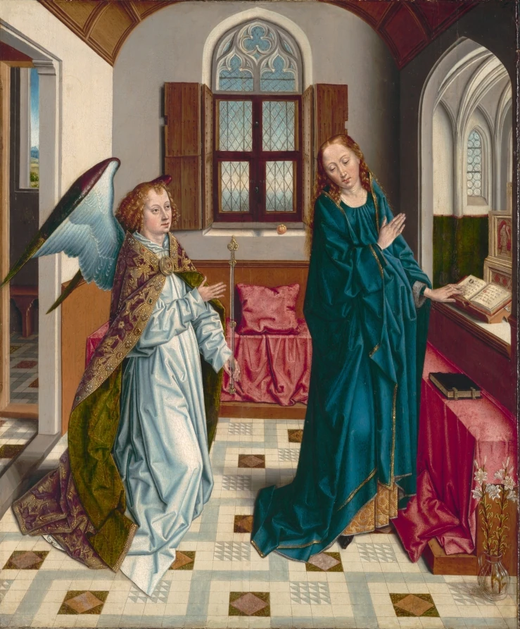 Saint Gabriel devant Marie dans L’Annonciation d’Albert Bouts, vers 1480