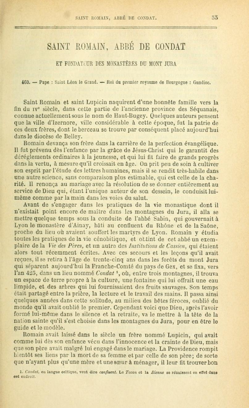 Saint Romain de Condat : Page ancienne des Petits Bollandistes consacrée à Romain de Condat.