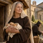 Bienheureuse Héloïse de Coulombs en veuve et recluse tenant des offrandes
