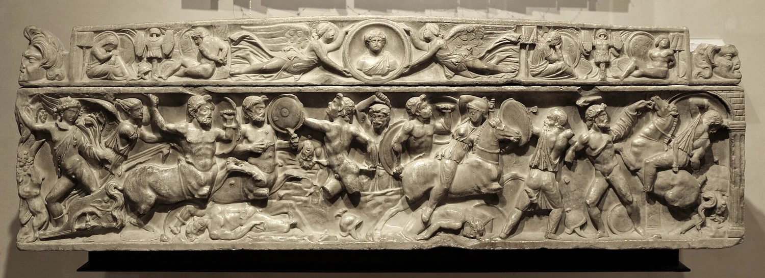 Le bienheureux Guy de Cortone : Sarcophage romain du IIe siècle, réutilisé en 1247 pour la sépulture de Guy Vagnottelli de Cortone, aujourd’hui au musée diocésain de Cortone.