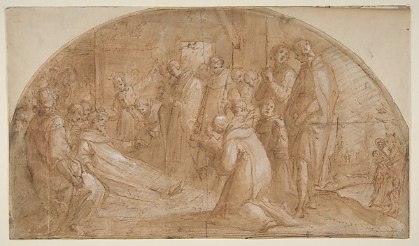 Saint Alexis Falconieri : La mort d’Alexis Falconieri au mont Senario, étude de Bernardino Poccetti.
