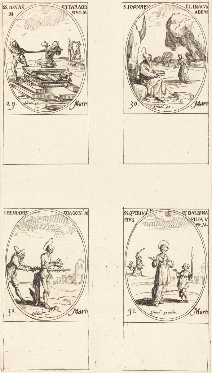 Saint Benjamin de Perse : Planche de Jacques Callot comprenant Benjamin de Perse.
