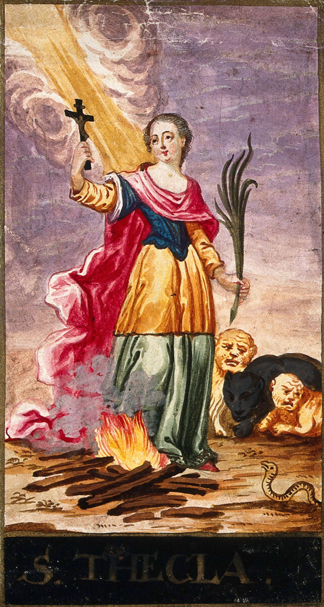 Sainte Thècle, gouache ancienne conservée à Wellcome.