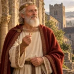 Saint Édouard le Confesseur tenant un anneau, avec une couronne royale