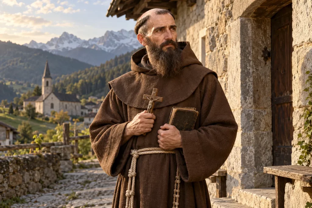 Saint Fidèle de Sigmaringen en capucin, avec crucifix et livre