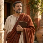 Saint Gabin de Rome en prêtre de l’Antiquité tenant un codex