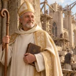Saint Guillaume de Bourges en tenue épiscopale tenant une crosse