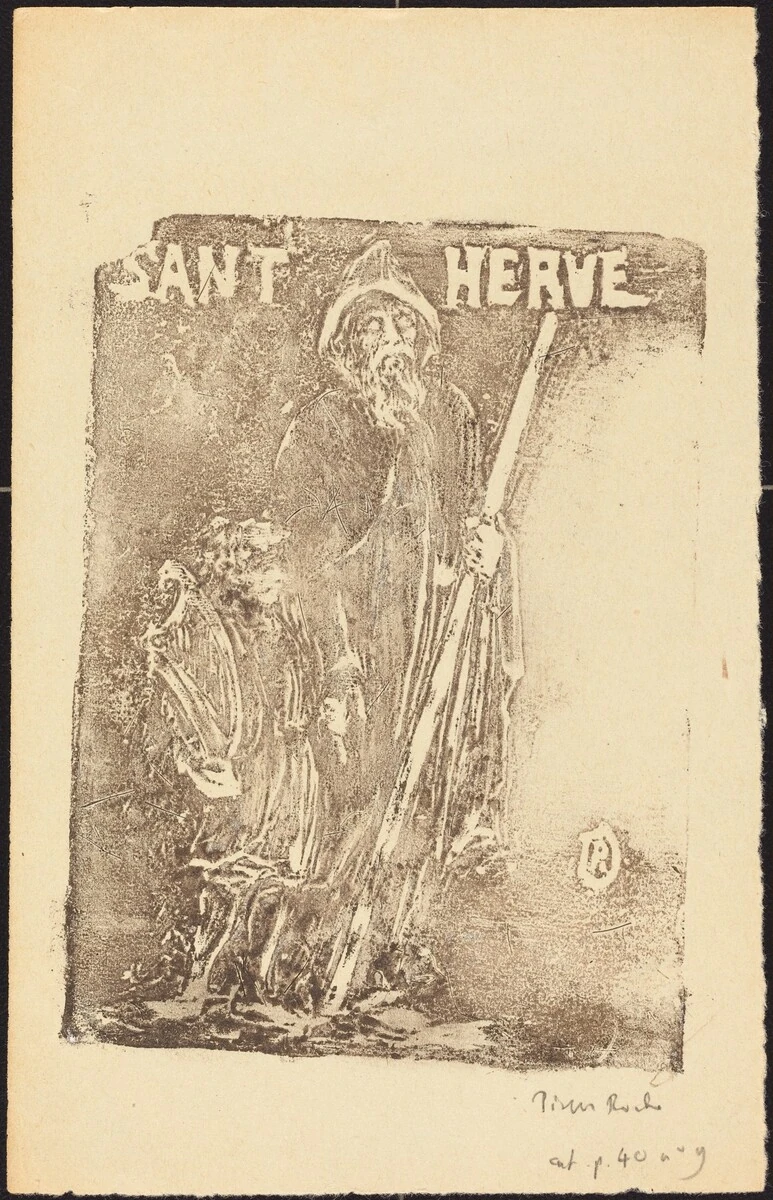 Saint Hervé, gypsographie de Pierre Roche.
