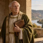 Saint Modeste de Trèves en évêque de l’Antiquité tardive près de la Moselle