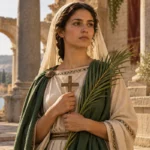 Sainte Julienne de Nicomédie avec une croix et la palme du martyre