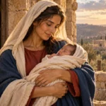 Sainte Marie, mère de Dieu, portant Jésus nouveau-né dans ses bras