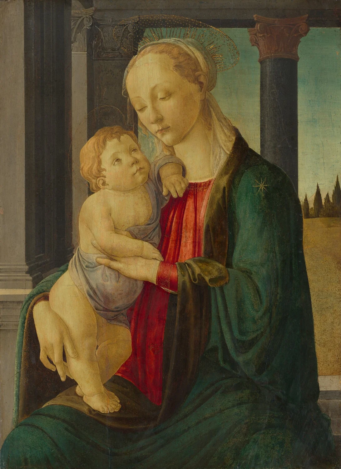 Sainte Marie : La Vierge tenant l’Enfant Jésus, tableau de Botticelli.