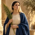 Sainte Martine de Rome tenant une palme dans un décor antique